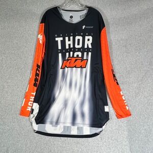 Thor KTM Prime Motocross Jersey Mens XL Black Orange White Long Sleeve Racing